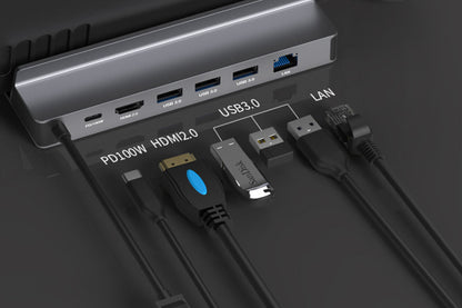 6-in-1 Fast Charging Station for Steam Deck ROG Switch with HDMI 2.0 4K 60Hz Gigabit
