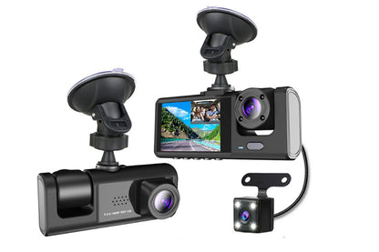 1080P Car Dash Cam Front Rear Inside 3 Cameras with 32GB Card