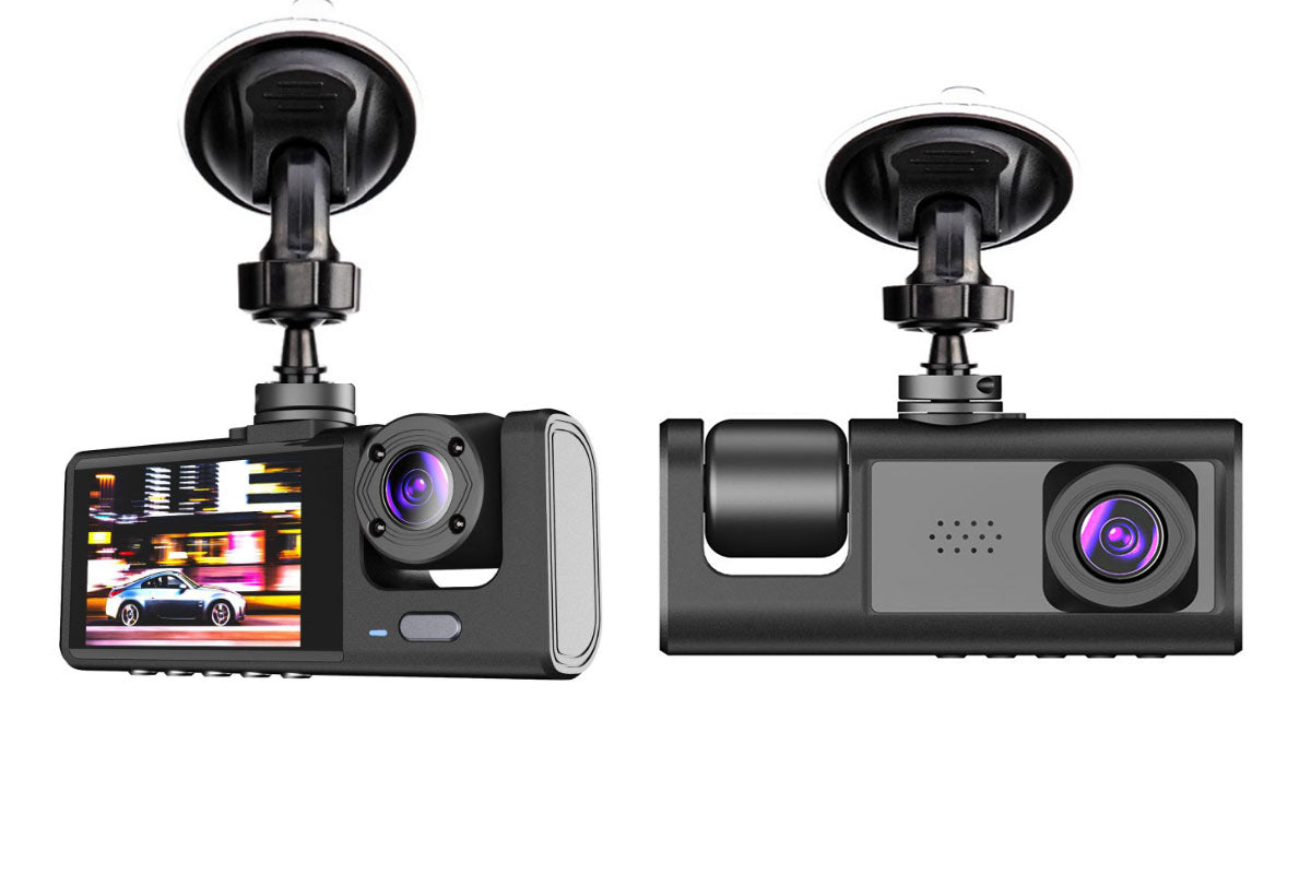 1080P Car Dash Cam Front Rear Inside 3 Cameras with 32GB Card