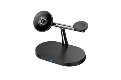 15W Wireless 3-in-1 Fast Charging Station for iPhone Samsung Airpods Apple Watch-Black