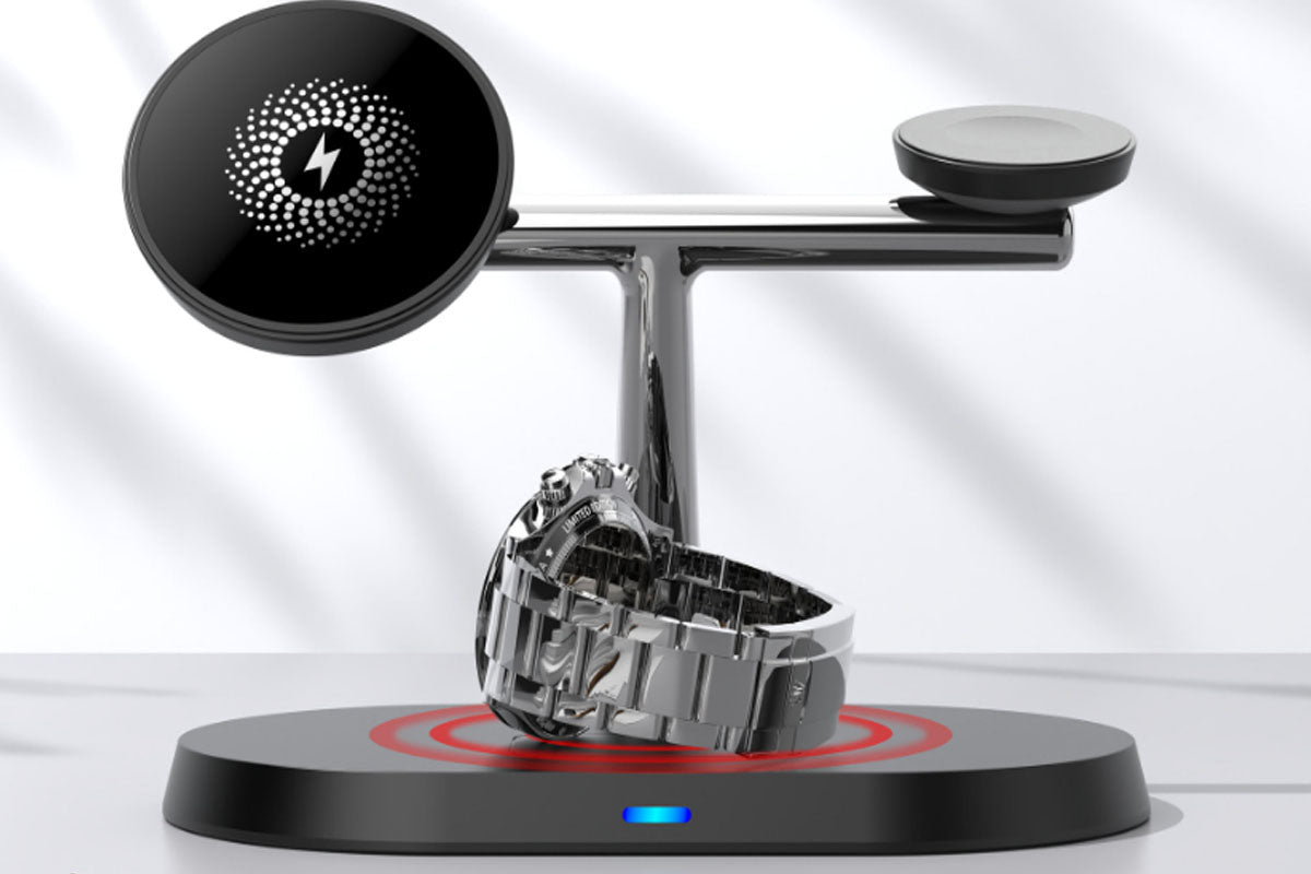 15W Wireless 3-in-1 Fast Charging Station for iPhone Samsung Airpods Apple Watch-Black