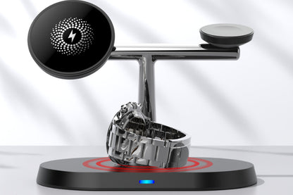 15W Wireless 3-in-1 Fast Charging Station for iPhone Samsung Airpods Apple Watch-Black