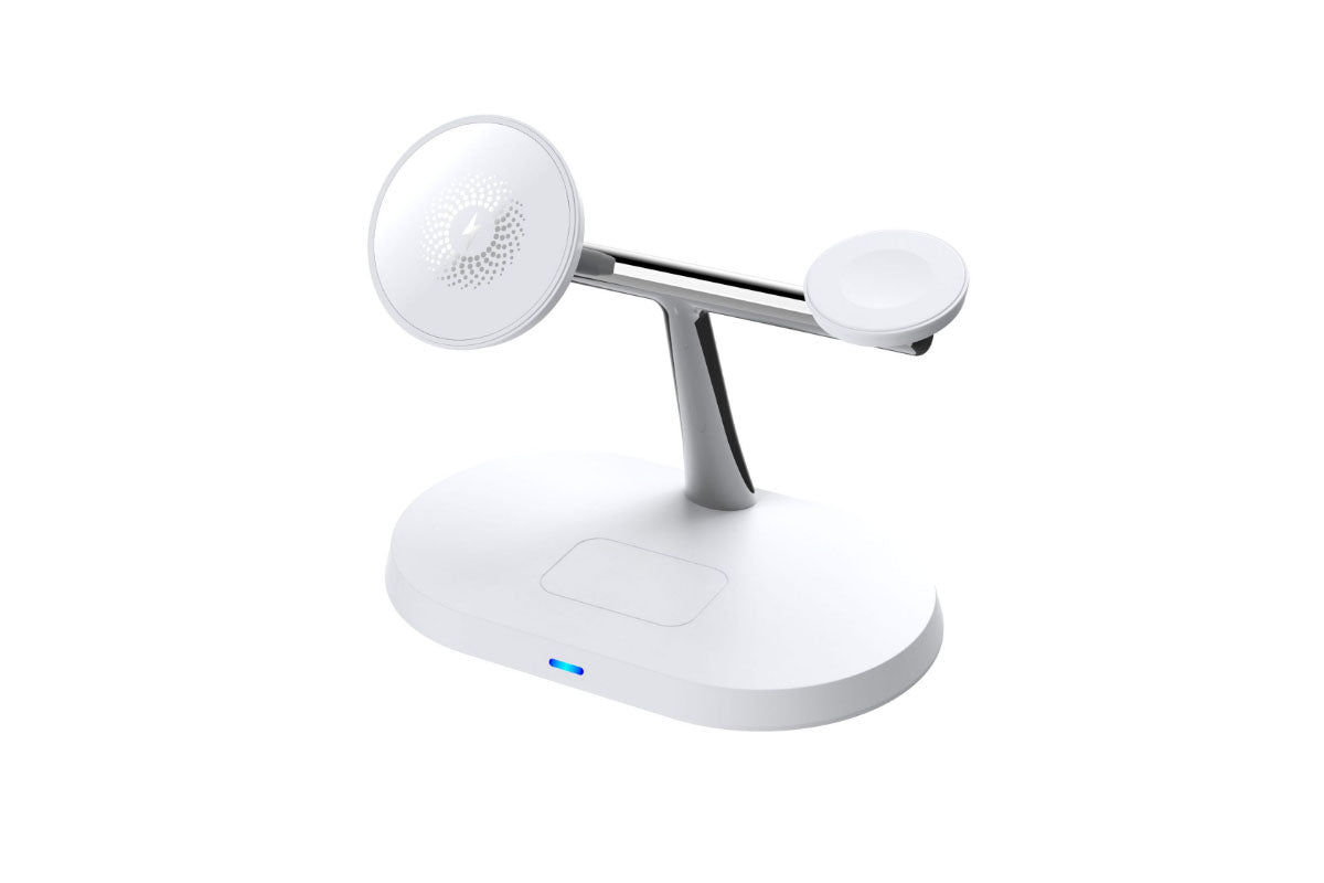 15W Wireless 3-in-1 Fast Charging Station for iPhone Samsung Airpods Apple Watch-White