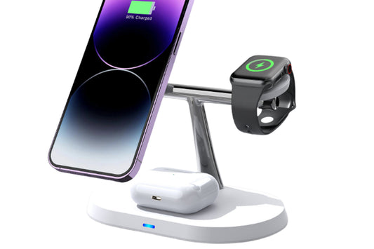 15W Wireless 3-in-1 Fast Charging Station for iPhone Samsung Airpods Apple Watch-White
