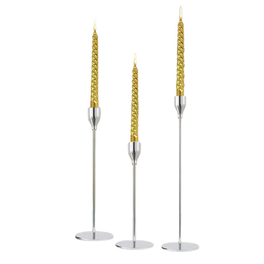 3Pcs Set Metal Candle Holders Taper Decorative Candlestick Holders for Wedding Dinning Party Silver