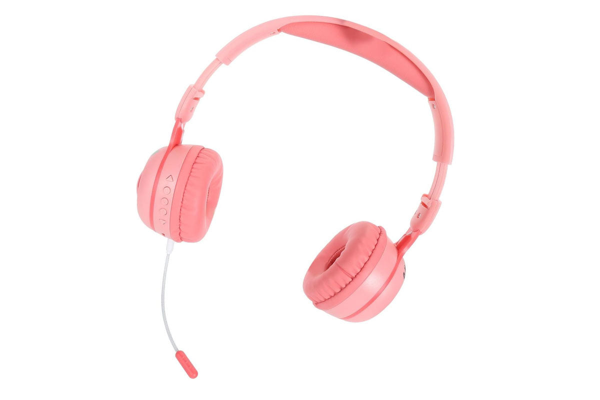 Kids Bluetooth Headphones Foldable Over Ear Stereo Wireless Headset with Microphone-Pink