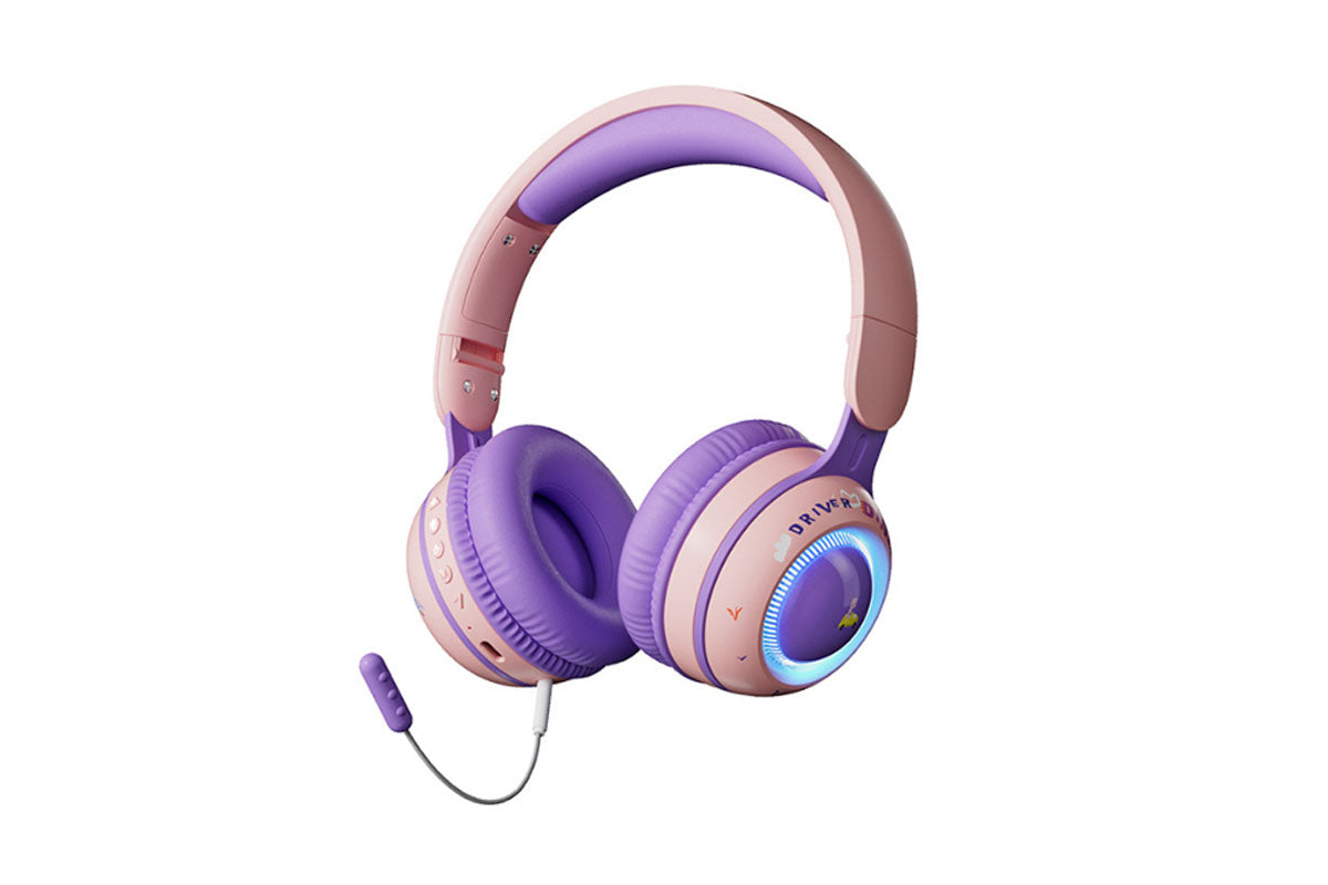 Kids Bluetooth Headphones Foldable Over Ear Stereo Wireless Headset with Microphone-Purple