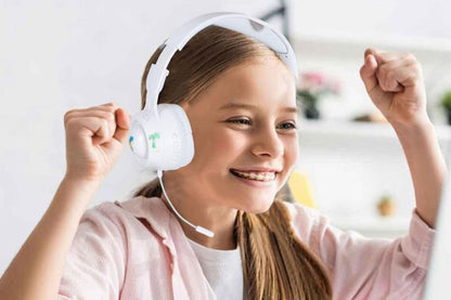 Kids Bluetooth Headphones Foldable Over Ear Stereo Wireless Headset with Microphone-White
