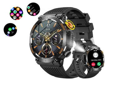 Waterproof Sports Bluetooth Watch with LED Flashlight Smartwatch Fitness Tracker Tactical Watch