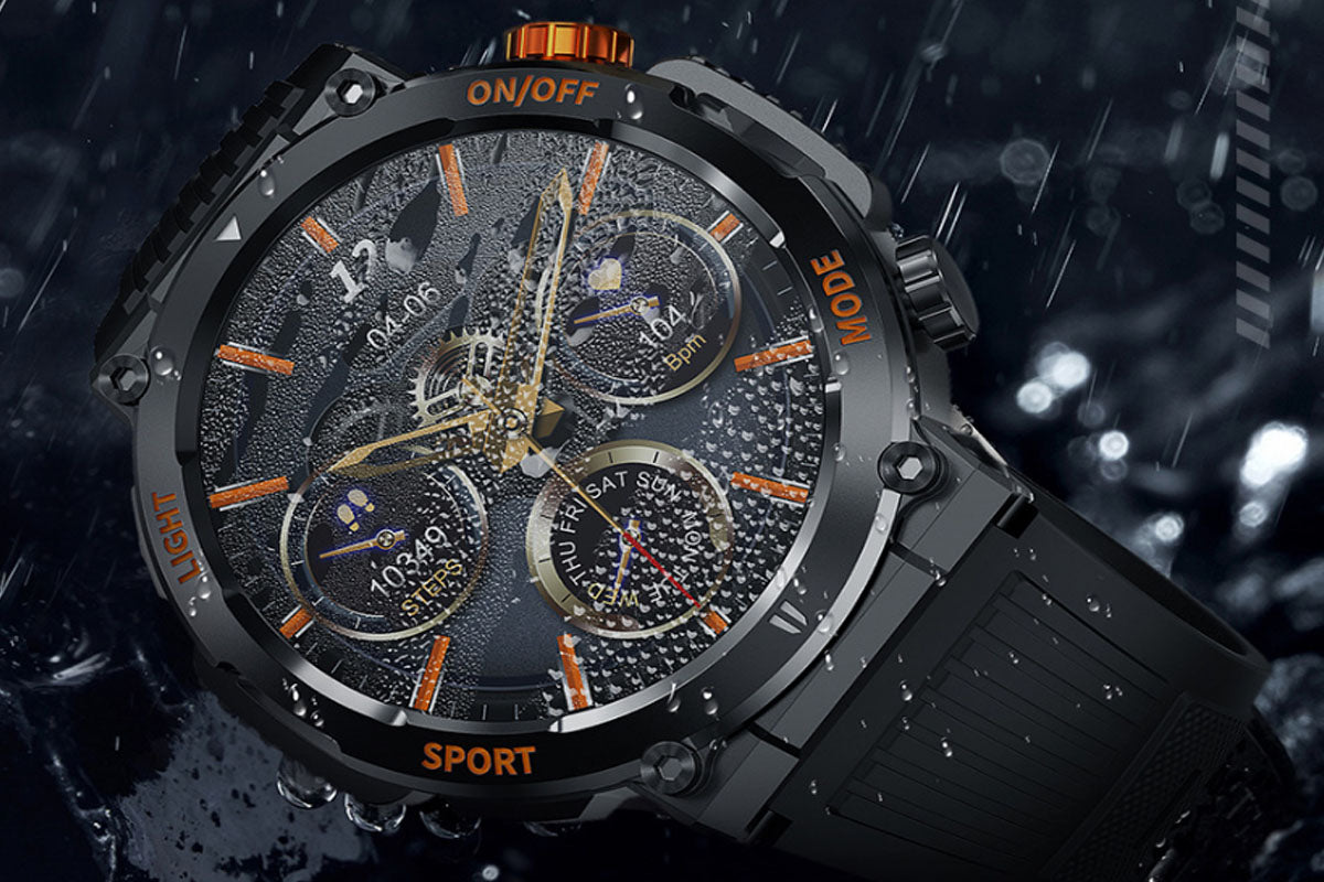 Waterproof Sports Bluetooth Watch with LED Flashlight Smartwatch Fitness Tracker Tactical Watch