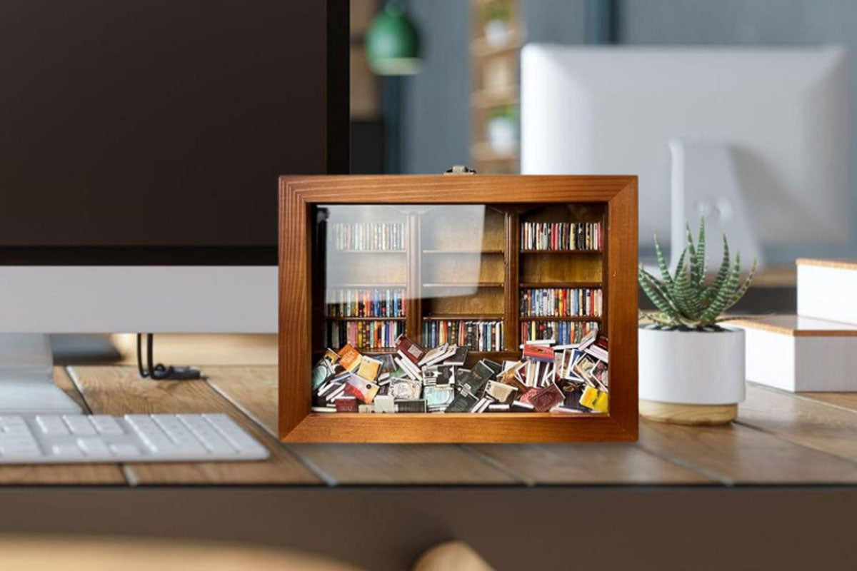Antique Miniature Display Shelf with Book Models