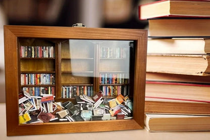 Antique Miniature Display Shelf with Book Models