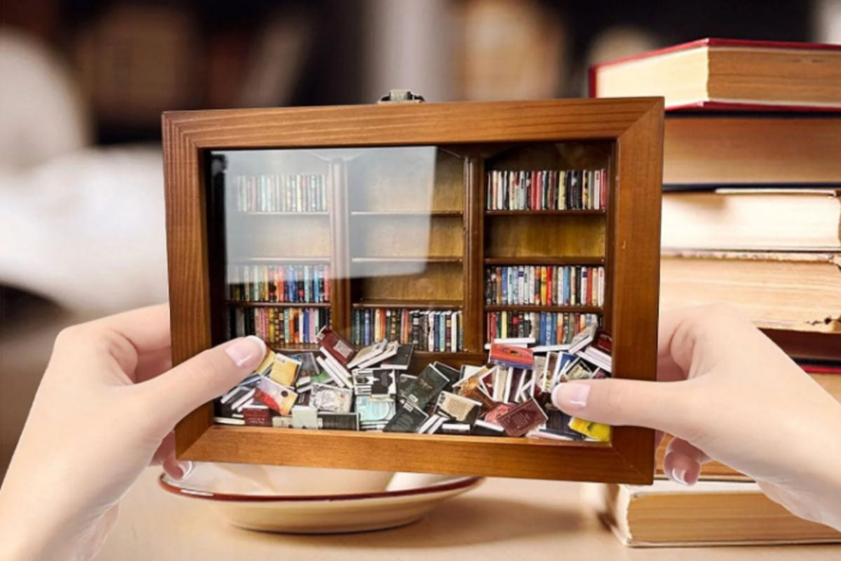 Antique Miniature Display Shelf with Book Models