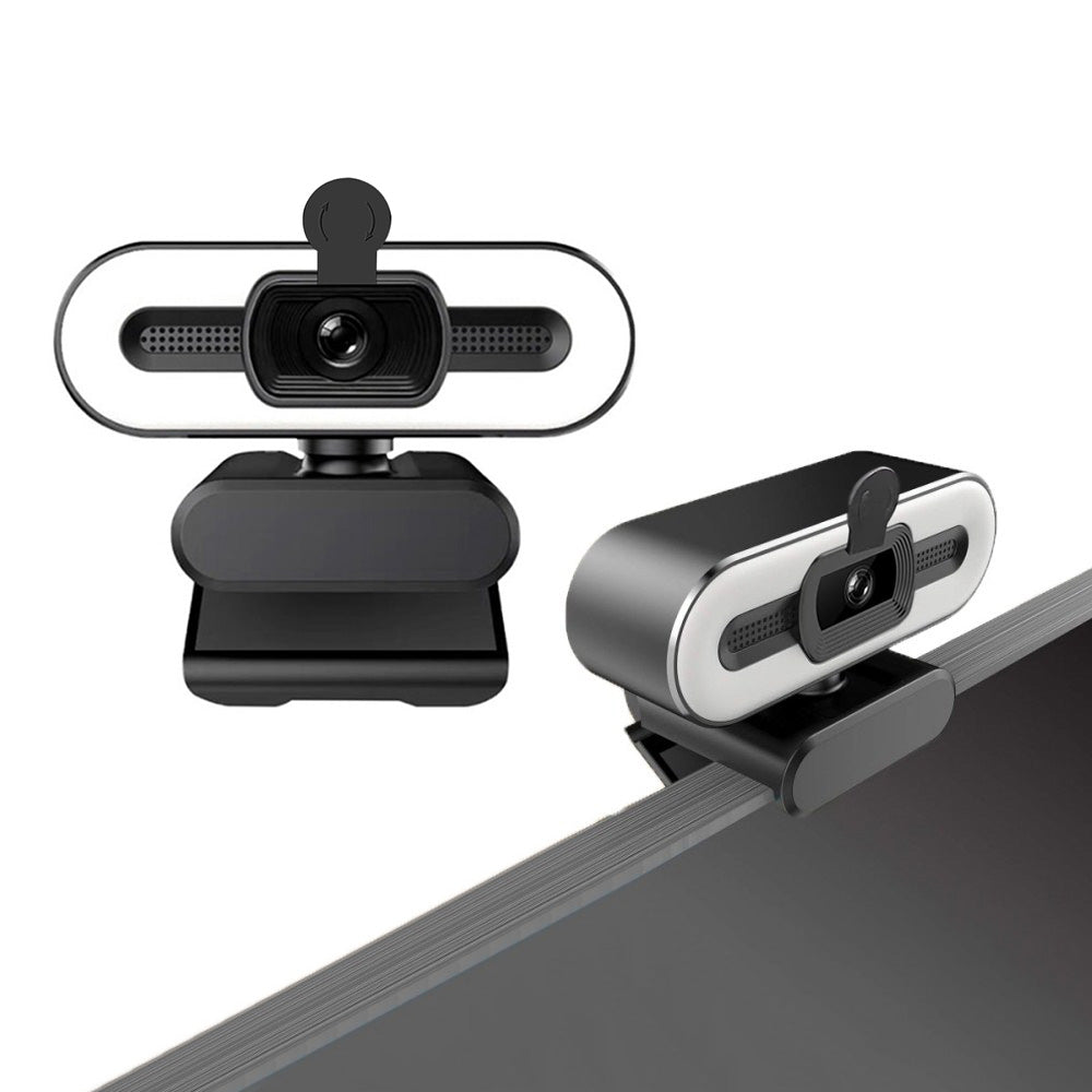 4K Webcam with Light Computer Camera with Built-in Microphone Plug