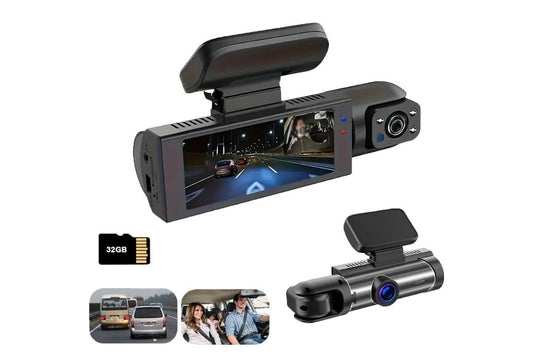 1080P Dual Camera Dash Cam for Cars Driving Recorder with Night Vision Car Camera with 32GB Card