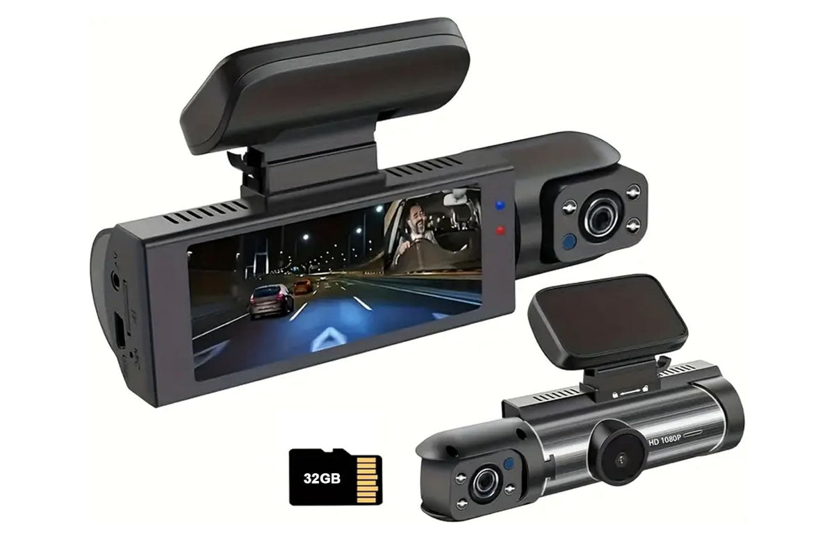 1080P Dual Camera Dash Cam for Cars Driving Recorder with Night Vision Car Camera with 32GB Card