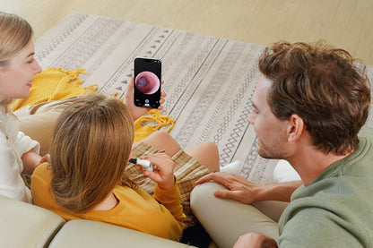 Wireless Otoscope Ear Camera with Dual View 3.9mm WiFi Ear Scope with 6 LED Lights