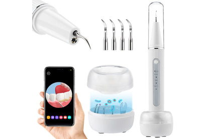 Teeth Cleaning Kit Tartar Remover with 4 Replaceable Heads Rechargeable Plaque Remover for Home