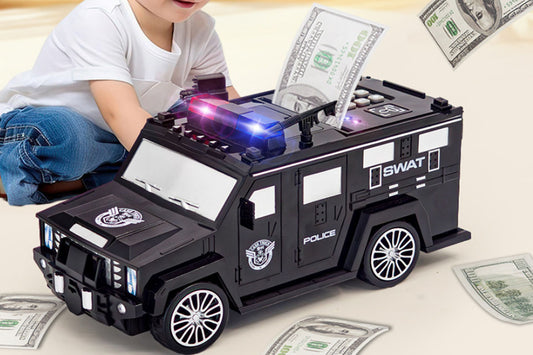 Armoured Car Money Piggy Bank With Light For Kids