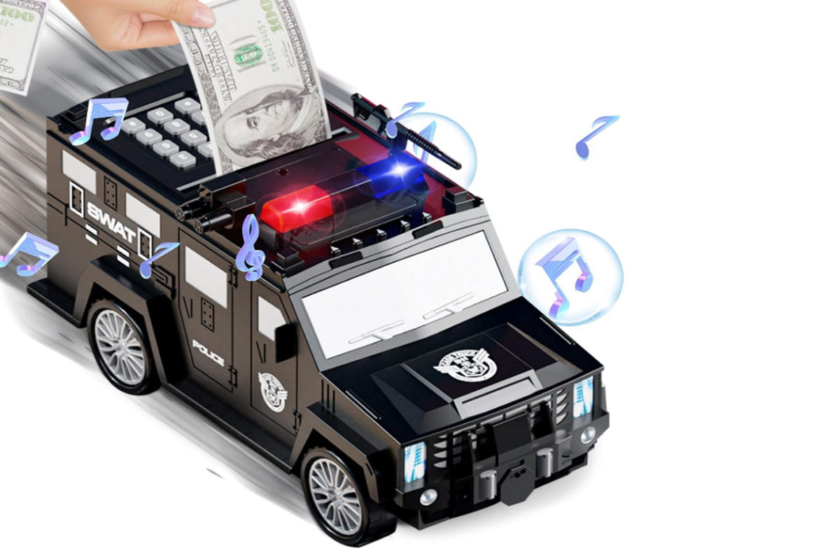 Armoured Car Money Piggy Bank With Light For Kids