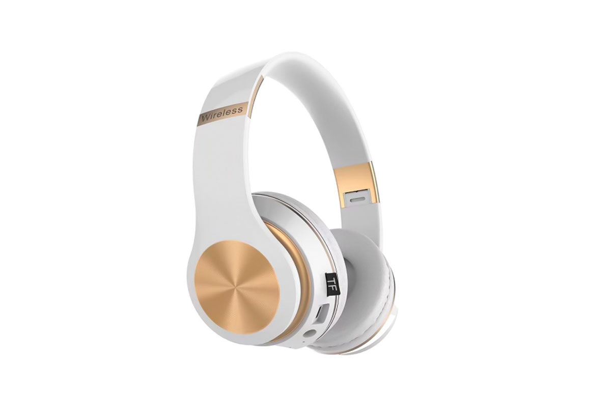 Bluetooth Wireless Headphones Over Ear Headset Noise Cancelling Earphones-White