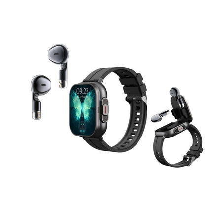 Smart Watch with Earbuds 2 in 1 Smart Watch Make/Answer Calls Wireless Earphones Fitness Watch Heart Rate Monitor-Black