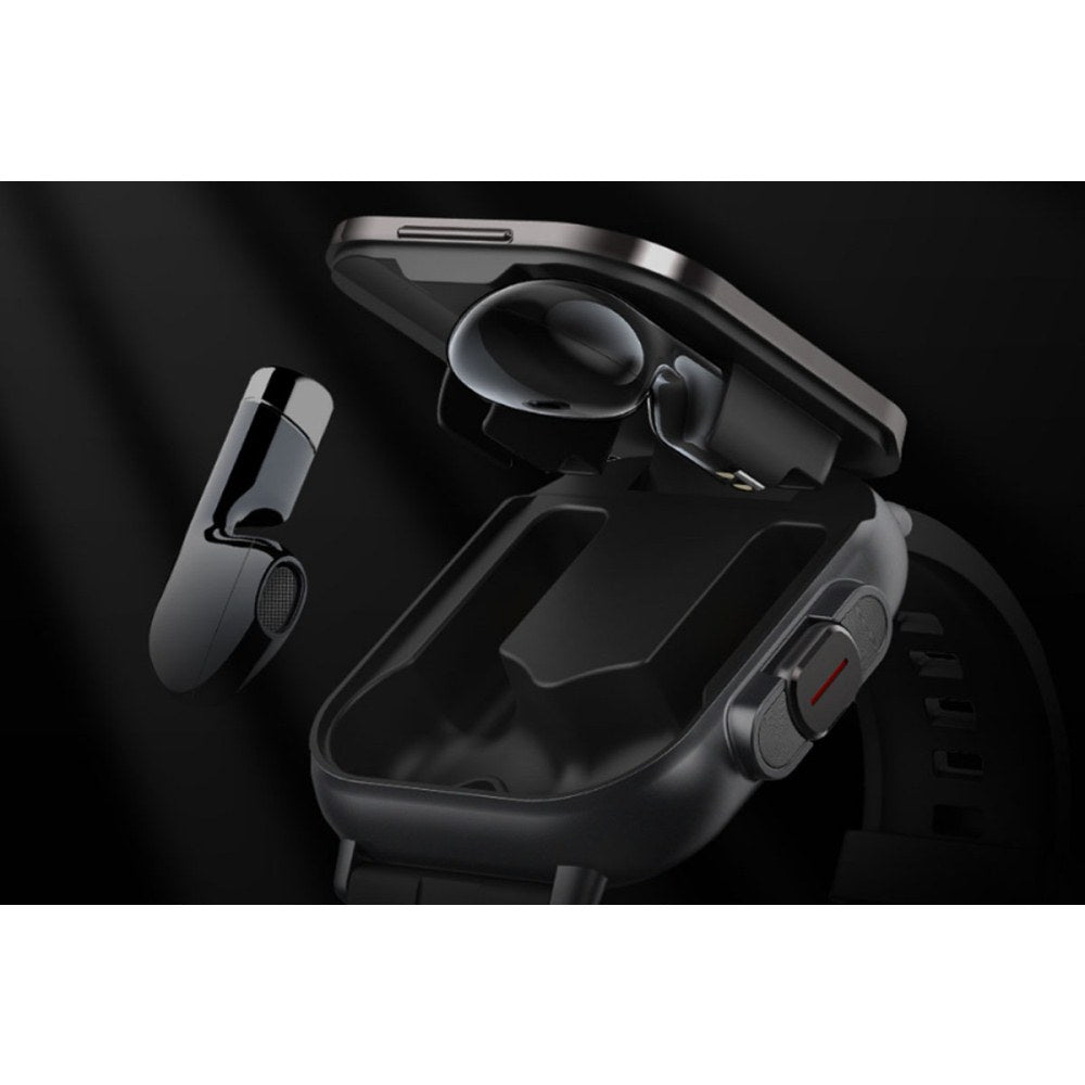 Smart Watch with Earbuds 2 in 1 Smart Watch Make/Answer Calls Wireless Earphones Fitness Watch Heart Rate Monitor-Black