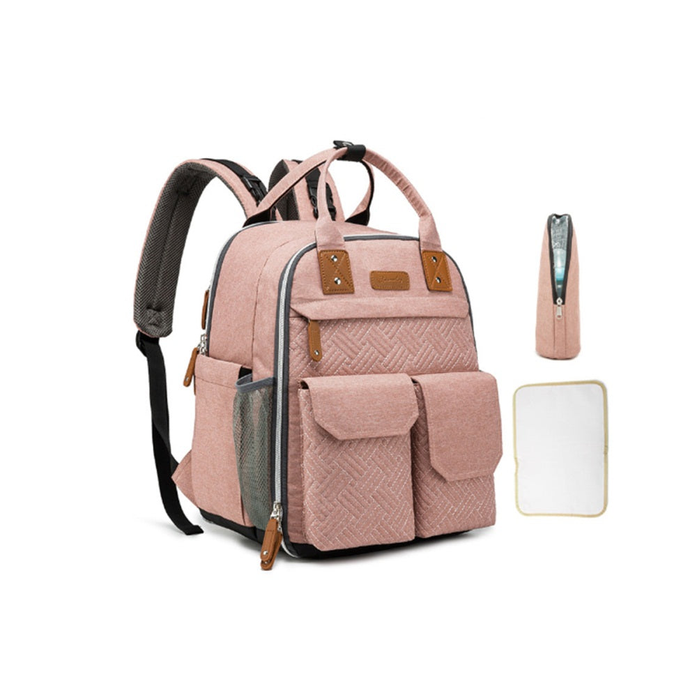 Multifunction Diaper Bag Backpack-Pink