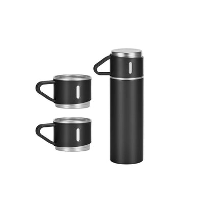 500ml Stainless Steel Thermo Bottle with Cup Coffee Thermos Stainless Steel Vacuum-Insulated Water Bottle-Black