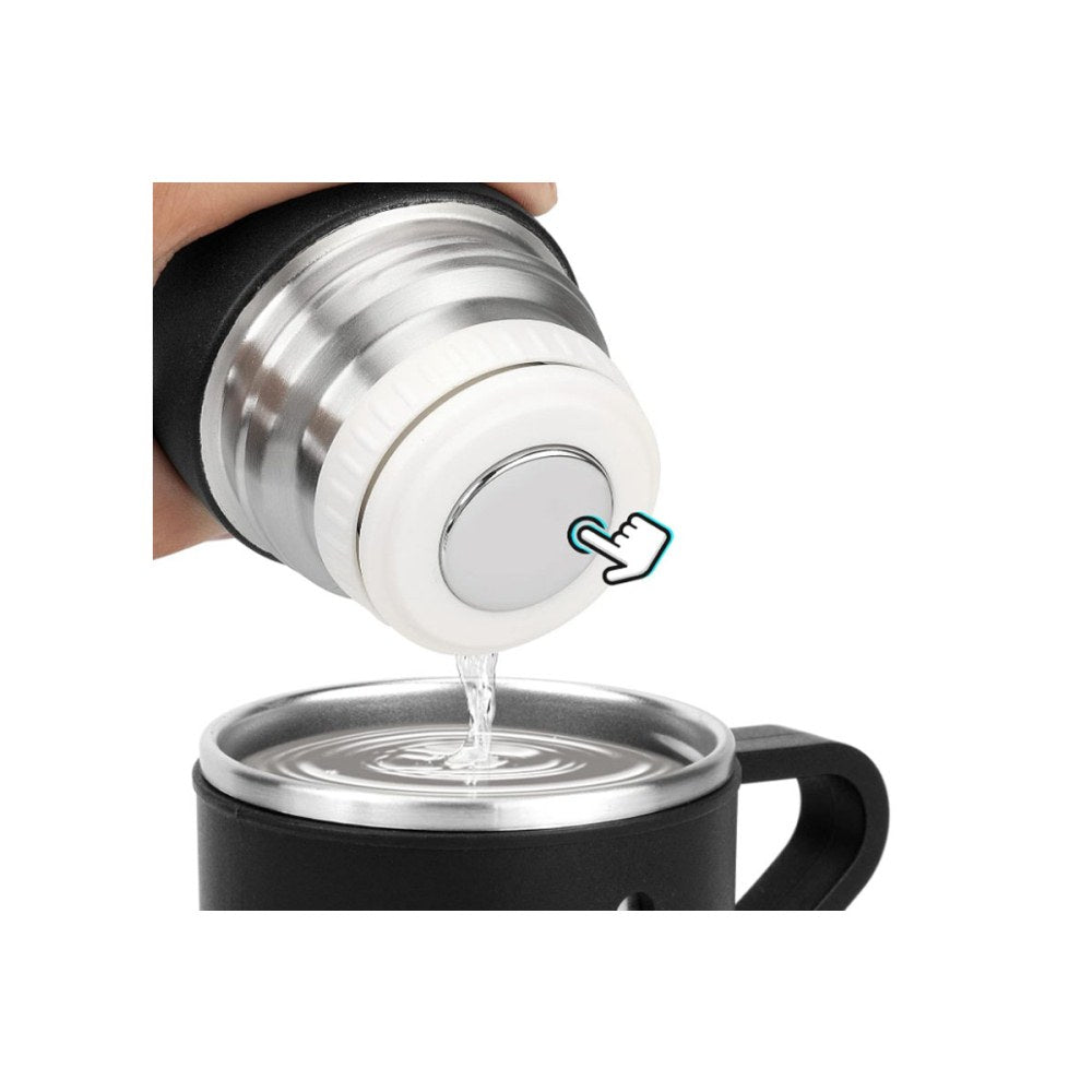 500ml Stainless Steel Thermo Bottle with Cup Coffee Thermos Stainless Steel Vacuum-Insulated Water Bottle-Black