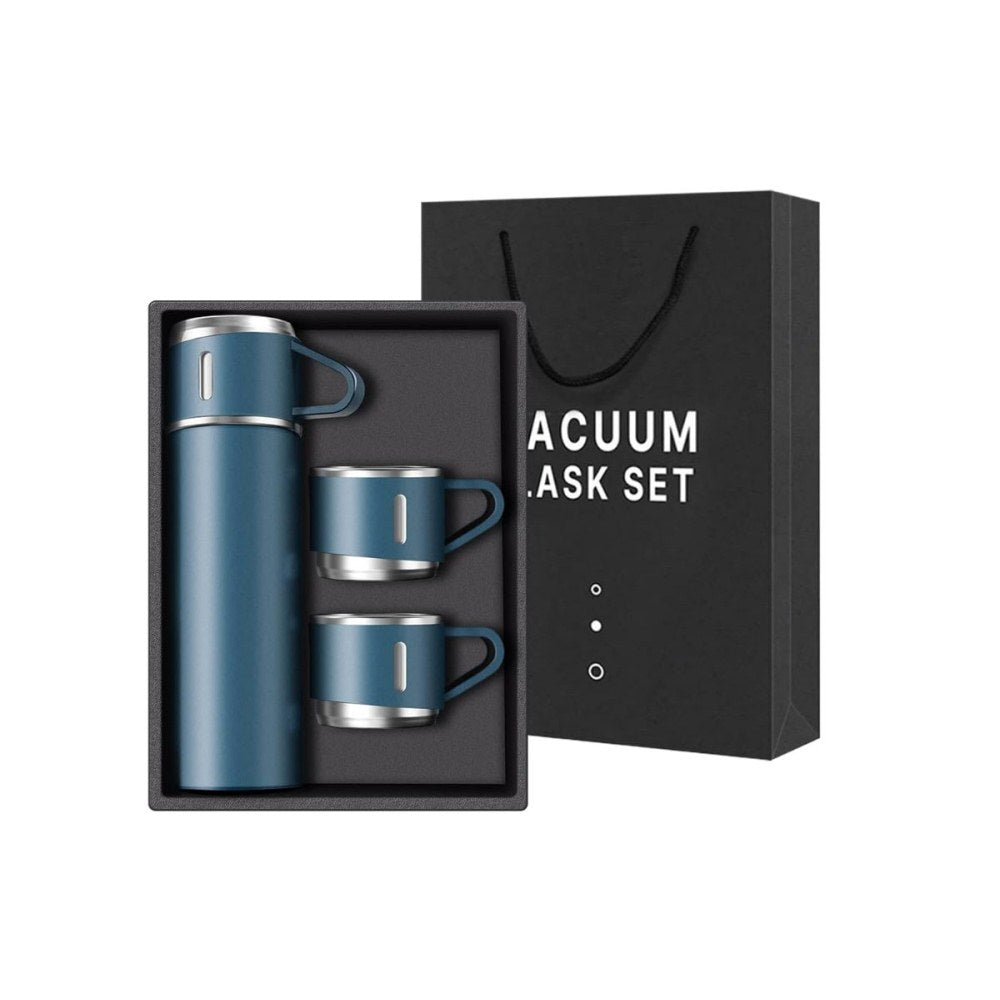 500ml Stainless Steel Thermo Bottle with Cup Coffee Thermos Stainless Steel Vacuum-Insulated Water Bottle-Blue