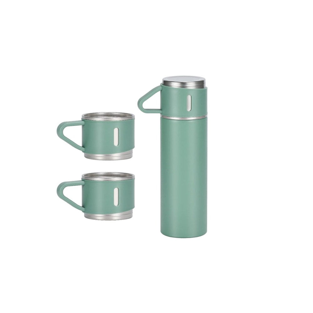 500ml Stainless Steel Thermo Bottle with Cup Coffee Thermos Stainless Steel Vacuum-Insulated Water Bottle-Green