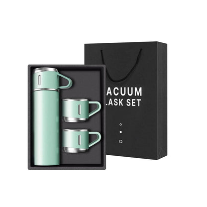 500ml Stainless Steel Thermo Bottle with Cup Coffee Thermos Stainless Steel Vacuum-Insulated Water Bottle-Green