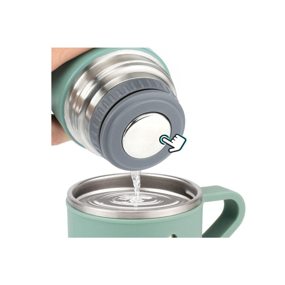 500ml Stainless Steel Thermo Bottle with Cup Coffee Thermos Stainless Steel Vacuum-Insulated Water Bottle-Green