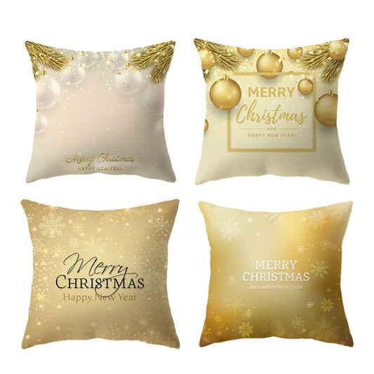 Set of 4Pcs Christmas Print Pillowcase Pillow Cover Sofa Cushion Cover Xmas Decor Style 1