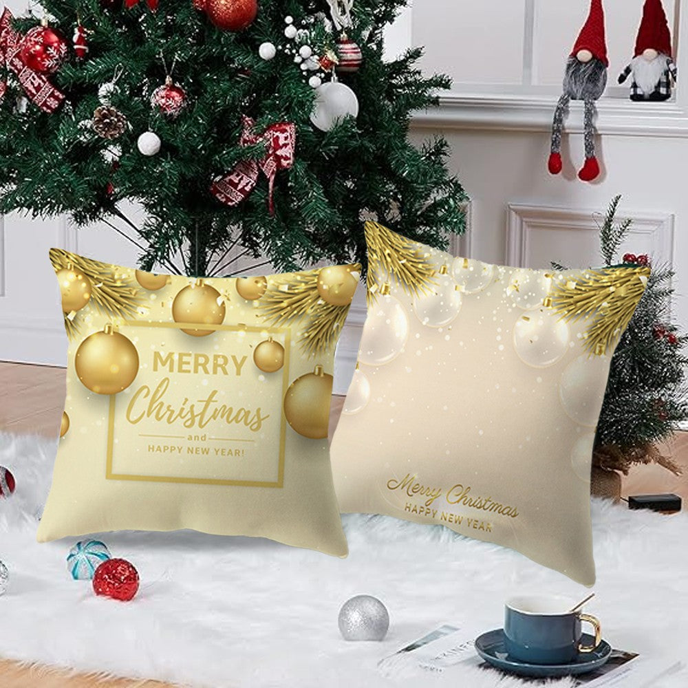 Set of 4Pcs Christmas Print Pillowcase Pillow Cover Sofa Cushion Cover Xmas Decor Style 1