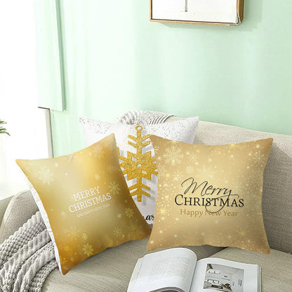 Set of 4Pcs Christmas Print Pillowcase Pillow Cover Sofa Cushion Cover Xmas Decor Style 1