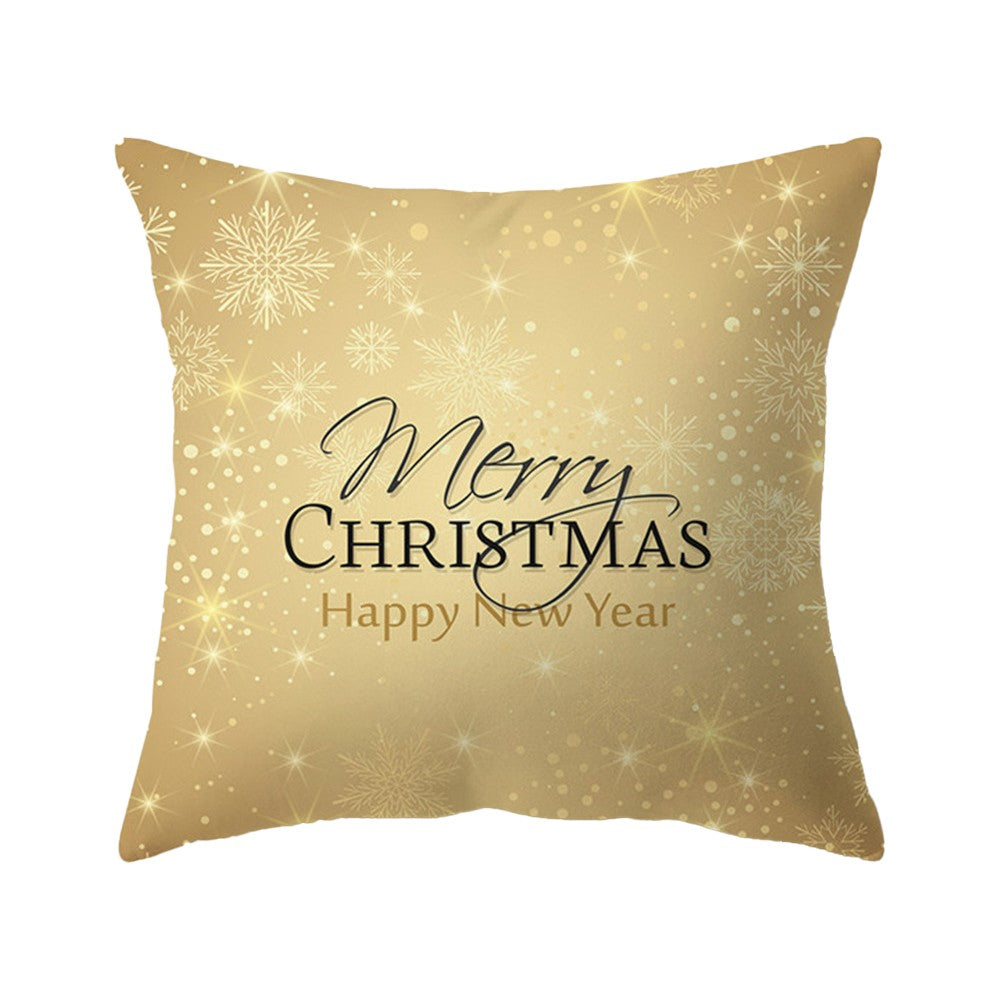 Set of 4Pcs Christmas Print Pillowcase Pillow Cover Sofa Cushion Cover Xmas Decor Style 1