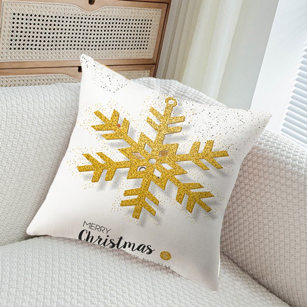 Set of 4Pcs Christmas Print Pillowcase Pillow Cover Sofa Cushion Cover Xmas Decor Style 2
