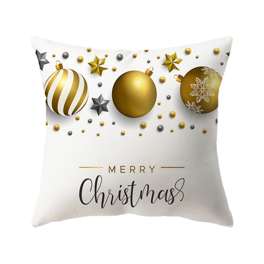 Set of 4Pcs Christmas Print Pillowcase Pillow Cover Sofa Cushion Cover Xmas Decor Style 2