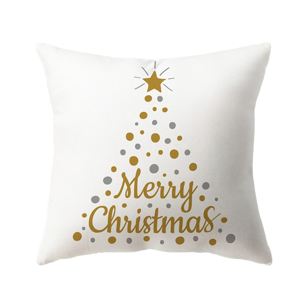 Set of 4Pcs Christmas Print Pillowcase Pillow Cover Sofa Cushion Cover Xmas Decor Style 2