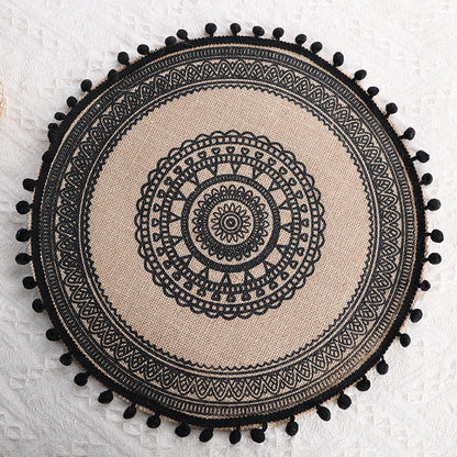 Set of 2Pcs Jute Woven Coaster Round Placemat Kitchen Dining Table Decor Style 2
