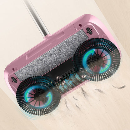 Household Hand Push Sweeper Sweeping Mop Broom Dustpan Floor Cleaning Tool Pink