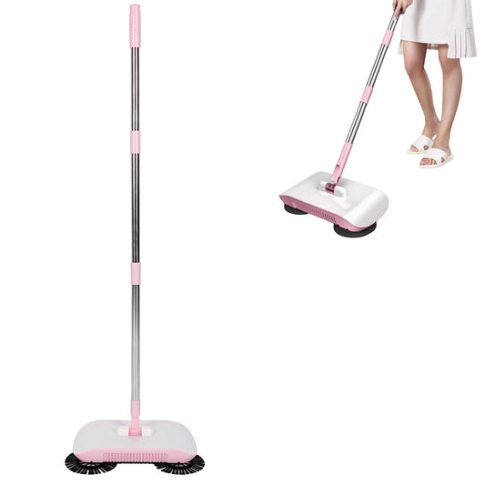 Household Hand Push Sweeper Sweeping Mop Broom Dustpan Floor Cleaning Tool Pink
