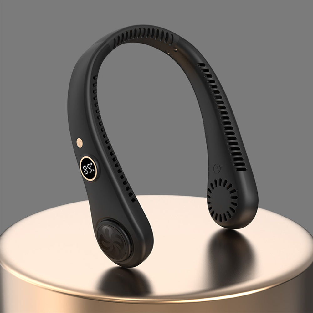 5-Speed Portable Bladeless Neck Fan with LED Display Rechargeable Black