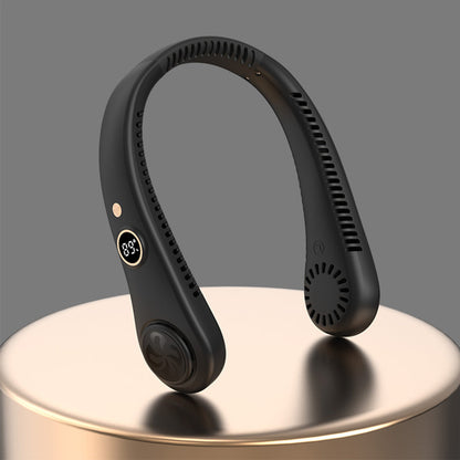 5-Speed Portable Bladeless Neck Fan with LED Display Rechargeable Black