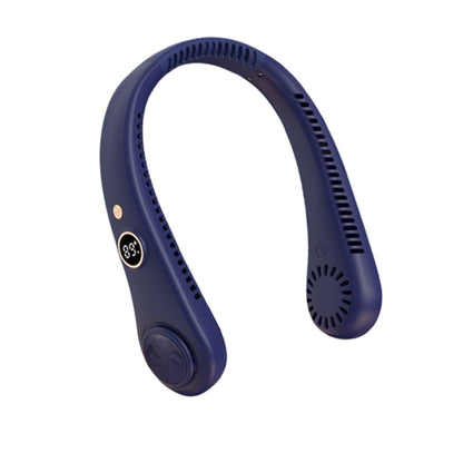 5-Speed Portable Bladeless Neck Fan with LED Display Rechargeable Navy