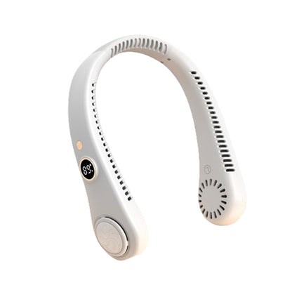 5-Speed Portable Bladeless Neck Fan with LED Display Rechargeable White