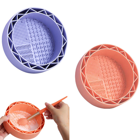 2Pcs 3 in-1 Makeup Brush Cleaner Sillicone Cleaning Bowl