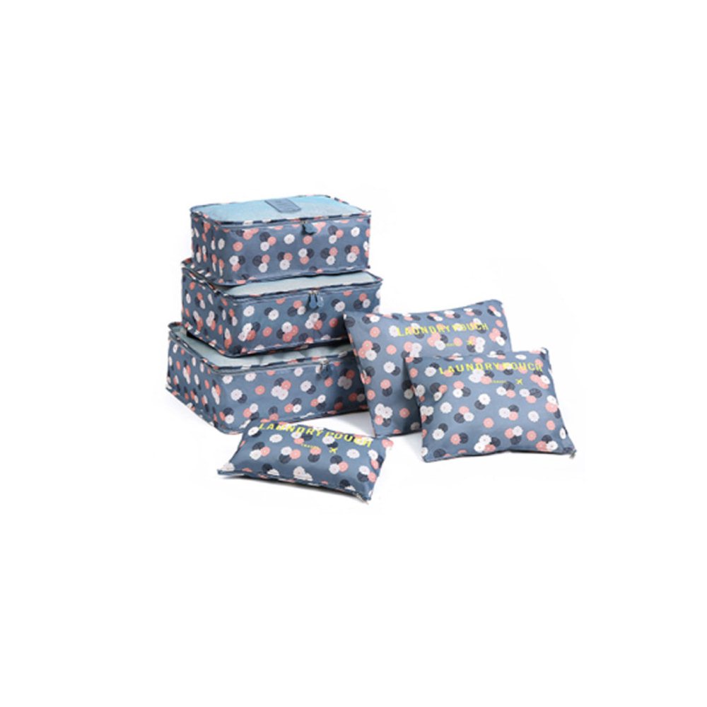 6Pcs Travel Storage Bag Set for Clothes Tidy Organizer for Suitcase-Blue